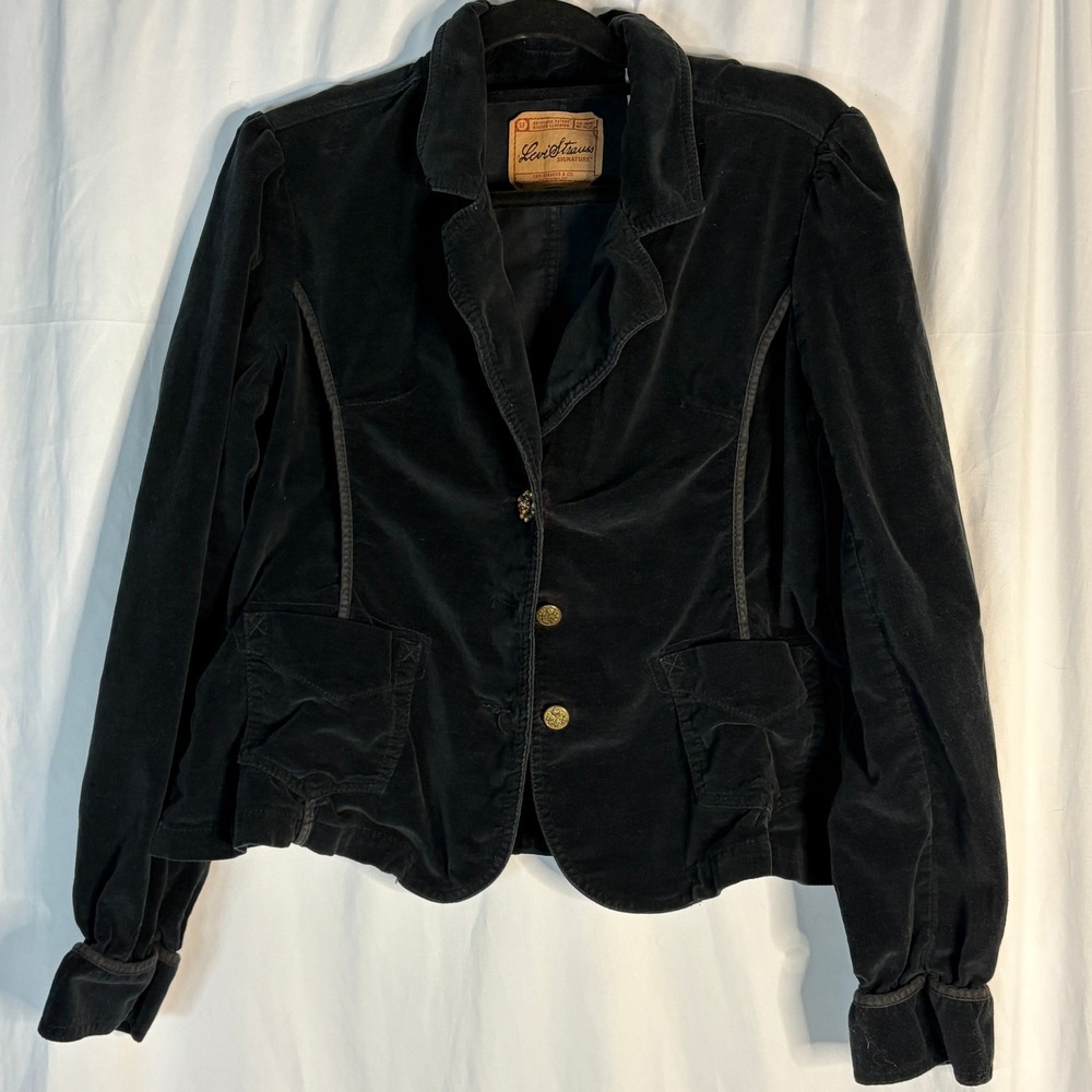 Levi Strauss Signature Velvet Cropped Blazer Jacket, Gold Button, XL/TG, Womens